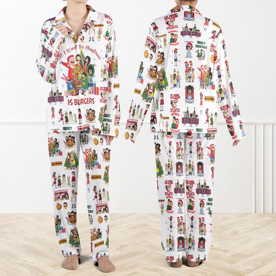 Bobs Burgers Christmas Pajama Set for Adults and Family, Funny Holiday Sleepwear, Christmas Gift for Fans