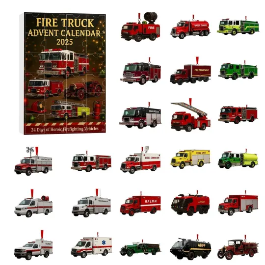 Discover Fire Truck Advent Calendar 2025 24 Days Christmas Countdown Calendar 2D