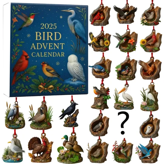 Discover Bird Advent Calendar 2025 Countdown Advent Calendar With 24 Acrylic 2D Red