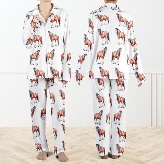 Discover Clydesdale Horse Women's Pajama Set Western Country Farmhouse Loungewear