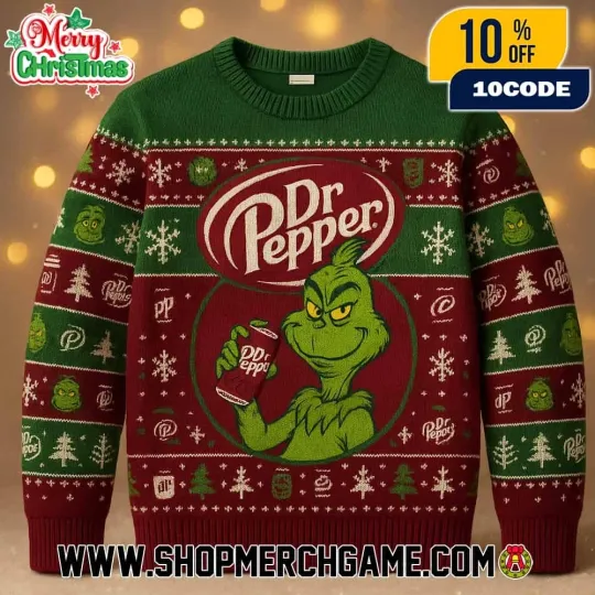 Dr Pepper x funny character Drinking Ugly Christmas Sweater Winter Jumper