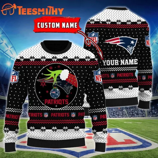Discover Custom NewEngland Patriot funny character Hands Ugly Christmas Sweater