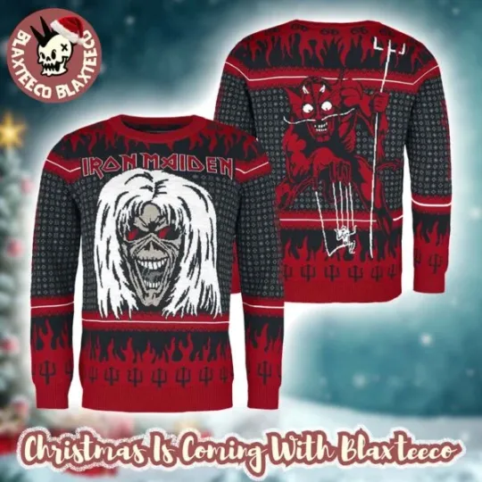Iron Maiden The Number of the Beast Eddie The Little Devil Ugly Xmas Sweater