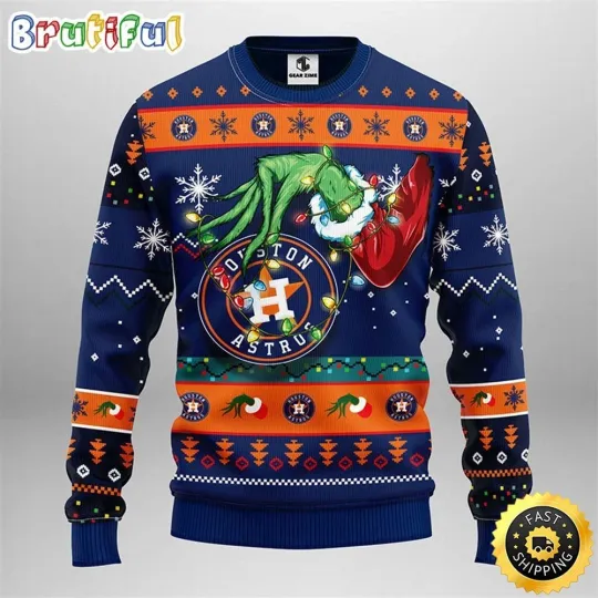 Houston Astros funny character Ugly Christmas Sweater, Gift For Baseball Fan Grin