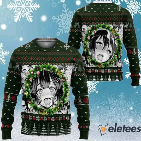 Discover Ahegao Ugly Christmas Sweater Fun Anime Holiday Gift for