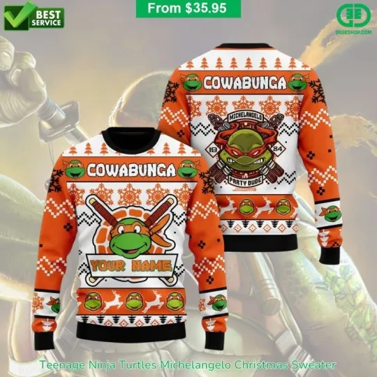 Teenage Mutant Ninja Turtles Michelangelo Mask Ugly Christmas Sweater