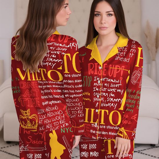 Discover Hamilton Musical Pajama Set for Adults, Broadway Theater Long Pajamas, Alexander Hamilton Gift