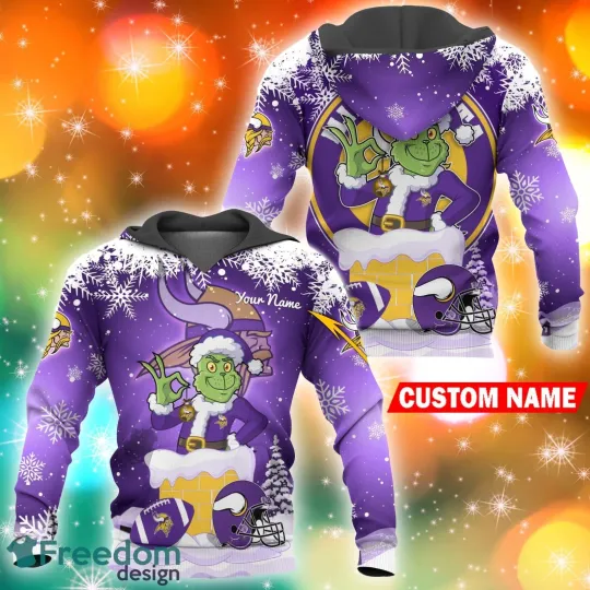 Minnesota Christmas funny character In Chimney Vikings 3D Hoodie