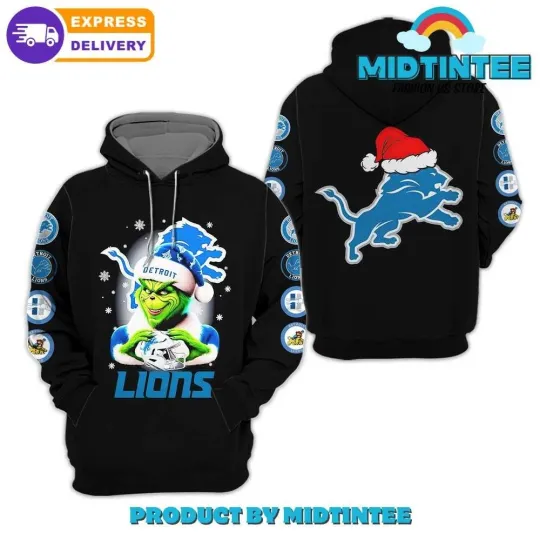 Discover Detroit funny character Love Lions Merry Christmas All Over Printed 3D Hoodie