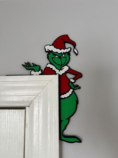 Christmas Door Corner Decor, Santa Hat Holiday Door Trim for House
