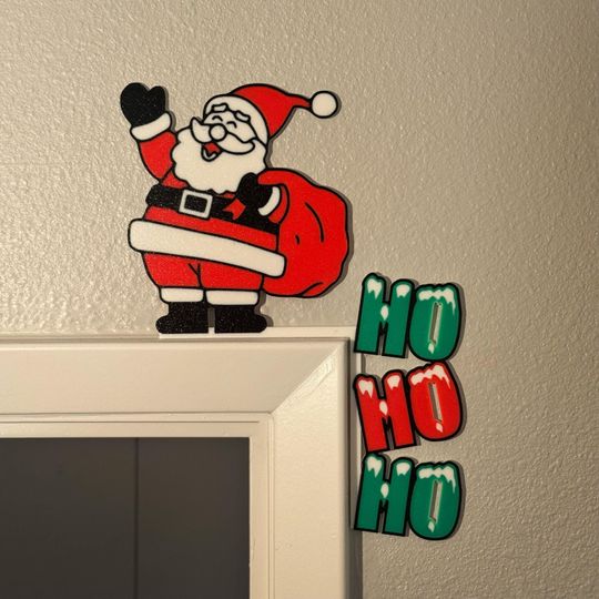 Santa Door Corner Decoration 3D Printed Christmas Wall Art