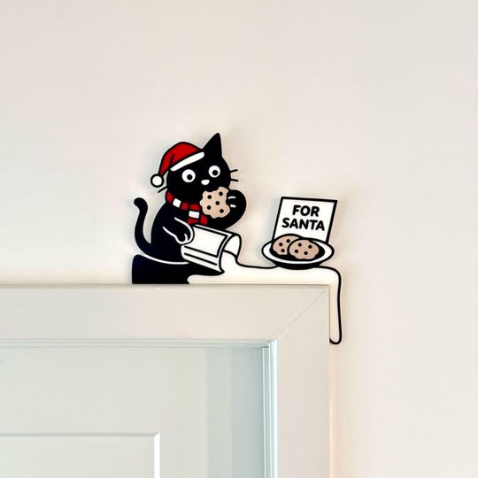 Discover Black Cat Decor | Christmas Decor | Christmas Gift | Cat Door Corner | Funny Christmas Decor | Cat Lover Gift | Door Frame Cat | Wall Decor