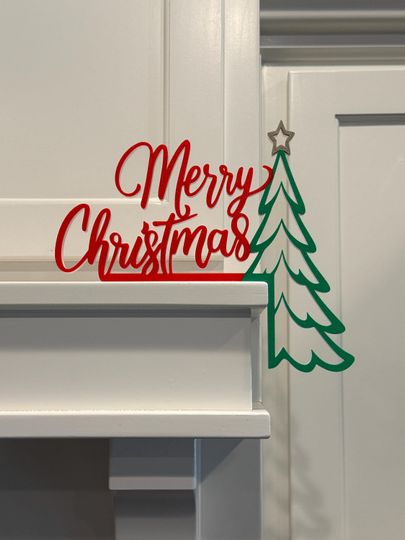 Discover Christmas Door Corner Topper Sign Merry Christmas 3D Printed Modern Decoration Holiday