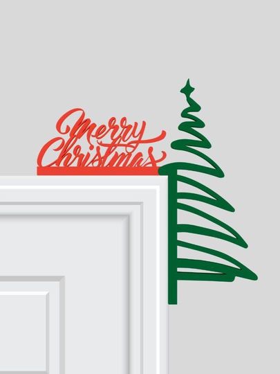 Discover Merry Christmas Door Topper  Over the Door Holiday Sign | Christmas Home Decor | Festive Tree Corner Topper for Doors, Mirrors & Frames