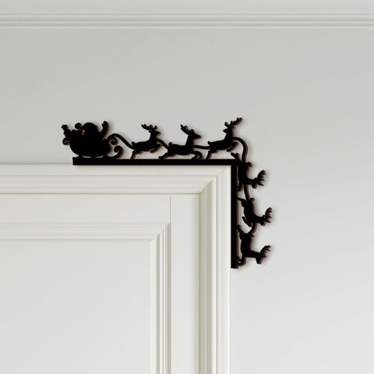 Christmas Door Corner Sign - Gingerbread Couple, Reindeer, Tree Decoration