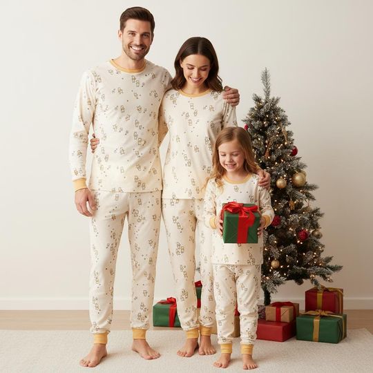 Discover Disney Pooh Bear Family Pajamas Set, Xmas Long Sleeve Sleepwear for Adults and Kids
