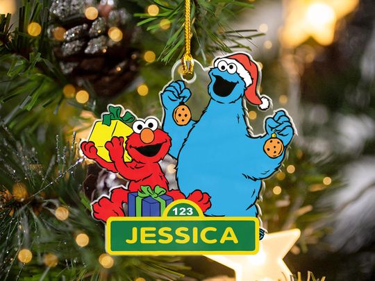 Personalized Elmo Ornament, 2025 Christmas Ornament, Street Cartoon Christmas Ornament, Elmo Sesame Ornament, Kids Sesame Street Ornament