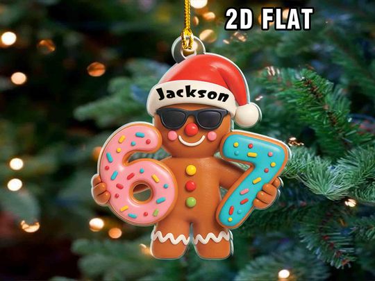 Discover Personalized Gingerbread 67 Ornament  67 Christmas Ornament, Six Seven Ornament, Teacher Student Gift, Gen Alpha Humor, Custom Kid Ornament