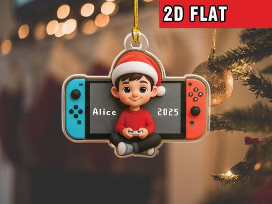 Discover Custom Name Gaming Ornament, Gamer Boy Christmas Gift, Game Controller Ornament, Holiday Gift for Kids, Boys, or Teens, Little Gamers Gift