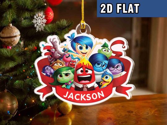 Personalized Inside Out 2 Acrylic Christmas Ornament, Custom Inside Out Family Tree Hanging Decor, It's Okay Mental Health Xmas Gift For Kid