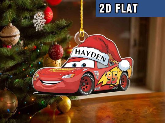 Custom Car Characters Tow Mater 2D Flat Christmas Ornament, McQueen Ornament, Tree Decor Gift