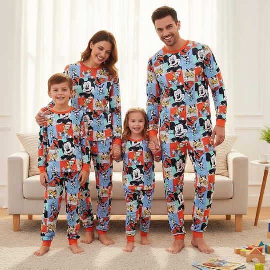 Discover Disney Mickey Mouse Family Pajama Set, Long Sleeve Sleepwear, Matching Christmas Nightwear