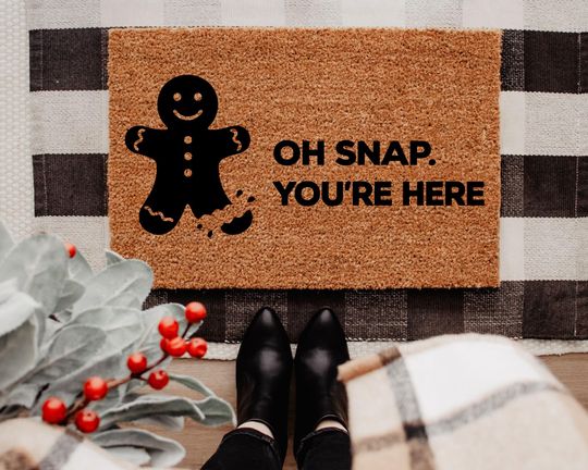 Discover Oh Snap You're Here Doormat, Christmas Gingerbread Holiday Entry Rug, Festive Front Porch Mat