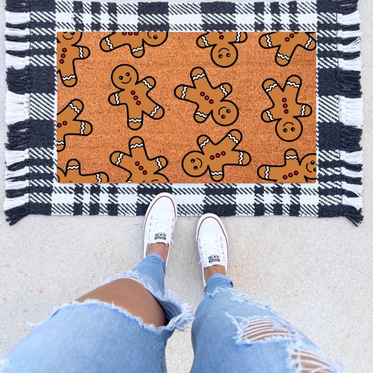 Discover Christmas Gingerbread Man Doormat, Holiday Welcome Mat, Christmas Door Mat, Custom Funny Door Mat, Festive Home Decoration