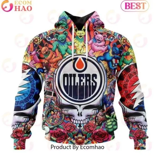 Edmonton Oilers x Grateful Dead Ice Hockey 3D All Over Printed Hoodie
