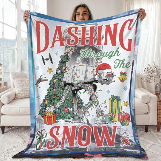 Dashing Through The Snow Christmas Star Wars AT-AT Walker Fleece Blanket