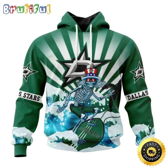 Dallas Stars Grateful Hockey Dead Skull All Over Print 3D Hoodie