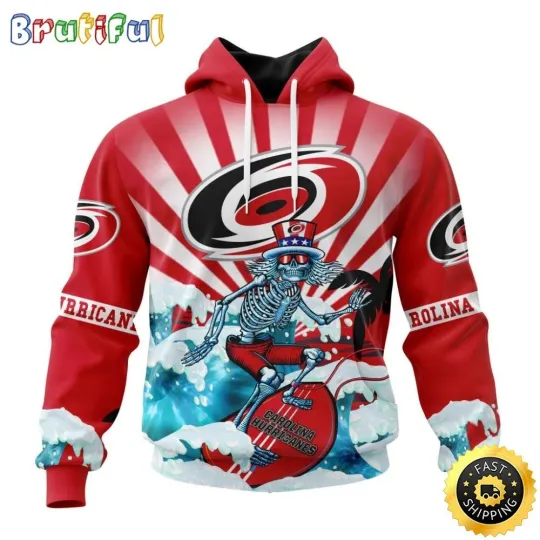Carolina Hurricanes Grateful Hockey Dead Skull All Over Print 3D Hoodie
