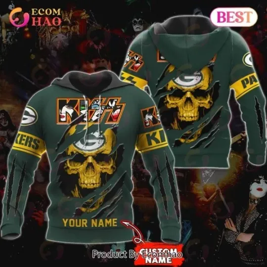 Green Bay Kiss Band Packers All Over Print 3D Hoodie Gift For Fan