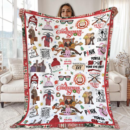 A Christmas Story Ralphie Parker Fleece Blanket for Bed Couch Sofa Holiday Decor