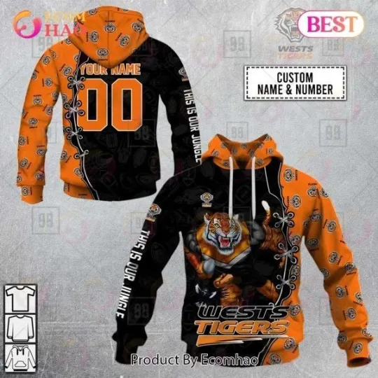 Discover Warrior Wests Tigers Rugby Personalized 3D All Over Printed Hoodie