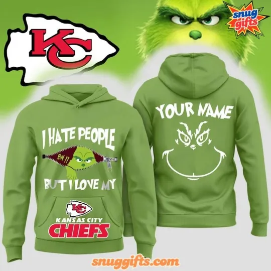 Discover Kansas City funny character Chiefs Custom Name Christmas Hoodie Unisex Green Color
