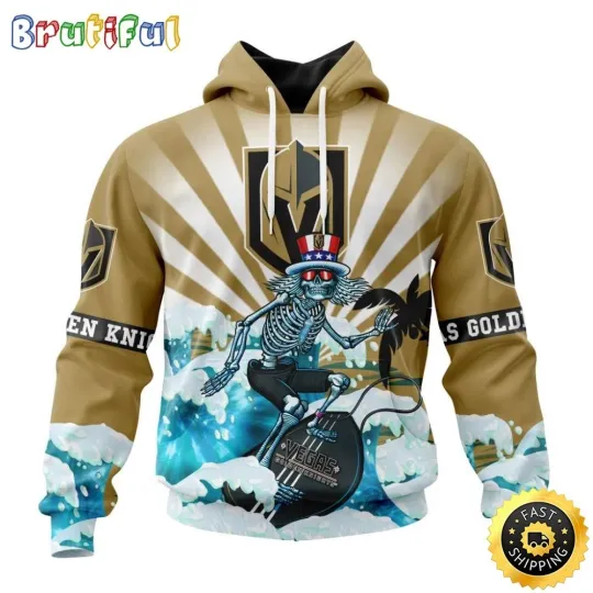 Discover Vegas Golden Knights Grateful Hockey Dead Skull All Over Print 3D Hoodie