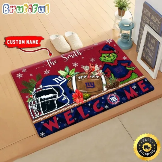 Discover New York funny character Giants Doormat, Christmas Welcome Football Doormat