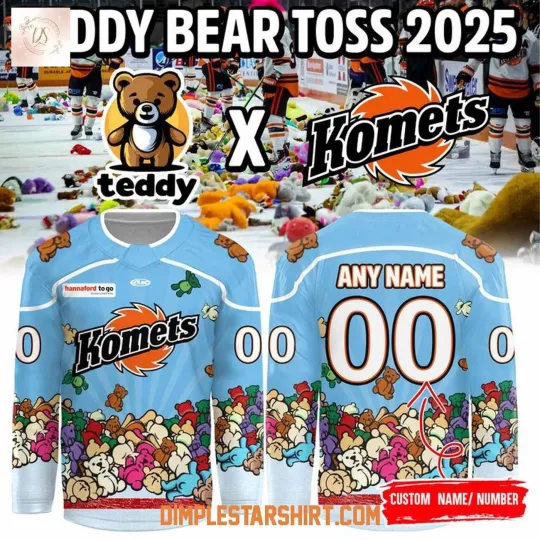 Discover Personalized Fort Wayne Komets Our Teddy Bear Toss Christmas 2025 Hockey Shirt