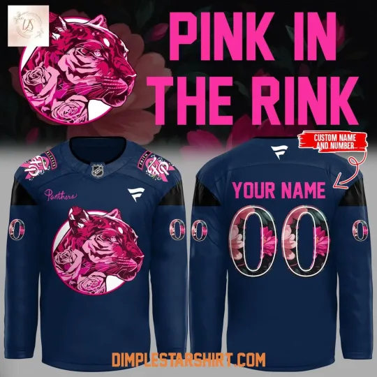 Discover Personalize Flordia Panthers Pink The Rink Navy Hockey Shirt Men's Fan Gear Gift