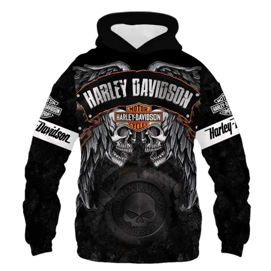 Discover Haarleyy Davidson Skull Pullover Hoodie, Motorcycle Fan Hoodie