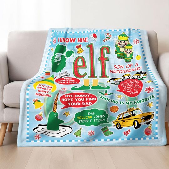 Buddy The Elf Christmas Fleece Blanket for Couch and Sofa, Elf Christmas Decor, Xmas Gift
