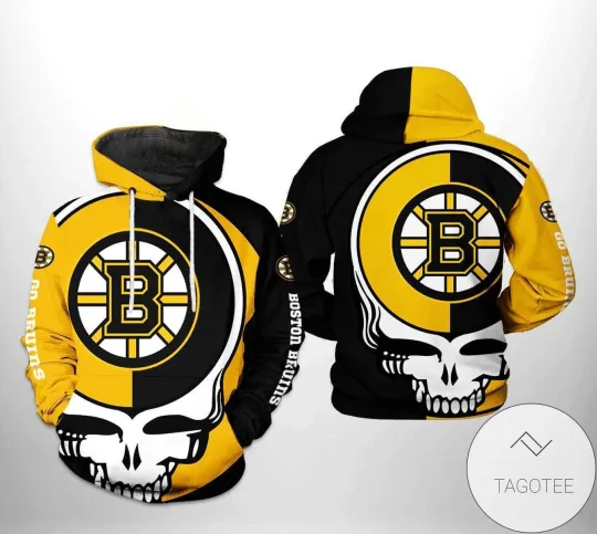Boston Bruins Grateful Hockey Dead Skull All Over Print 3D Hoodie