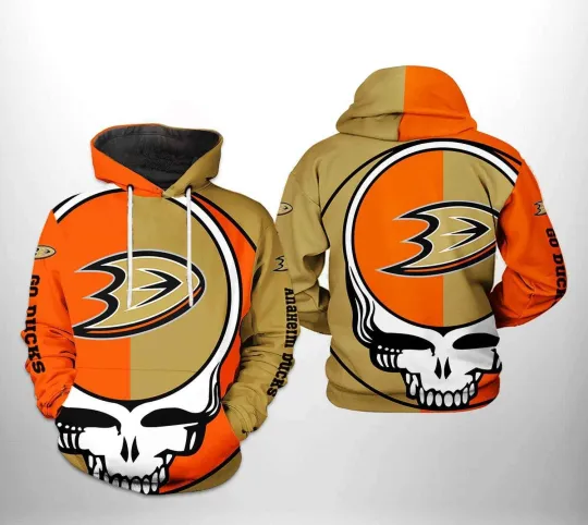 Anaheim Ducks Grateful Ducks Dead Skull All Over Print 3D Hoodie