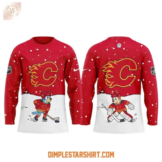 Discover Calgary Flames x BlueyDad & Bingo Hockey Shirt Men's Fan Gear Gift