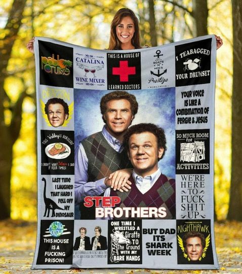 Step Brothers Movie Fleece Blanket, Brennan Huff and Dale Doback Vintage Design, Retro Christmas Gift, Family Matching Xmas Blanket