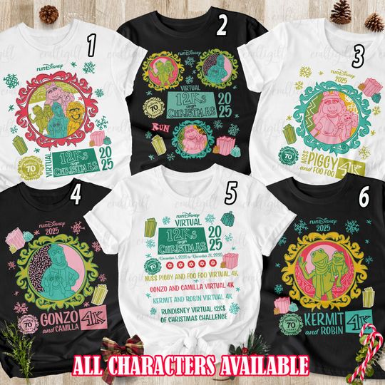 2026 RunDisney Muppets Challenge Shirt, RunDisney Virtual 12Ks Of Christmas Shirt, Kermit Gonzo Piggy, Epcot Running Family Matching, THA327
