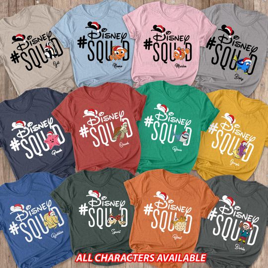 Discover Finding Nemo Characters Christmas Shirt, Finding Dory And Nemo Xmas Shirt, Marlin Gill Crush Bruce, Disney Fishes Santa Family Shirt, VTB544