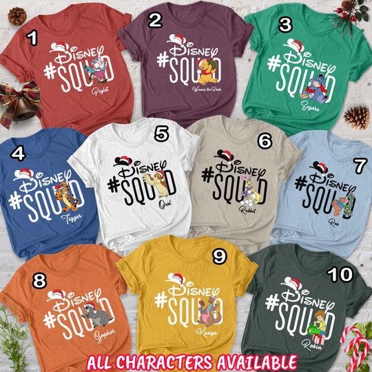Discover Disney Winnie The Pooh Christmas Shirt, Pooh Friends Christmas Party Outfits, Eeyore Tigger Piglet Roo Gopher, WDW Santa Squad Shirt, VTB516