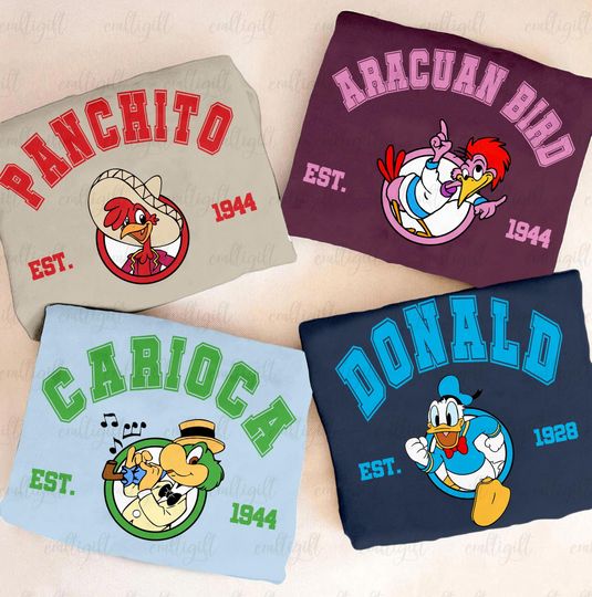 Discover Retro Three Caballeros 90s Group Shirt, Donald Duck Panchito Carioca Aracuan, Disney Three Caballeros Shirt, WDW Disneyland Family Matching